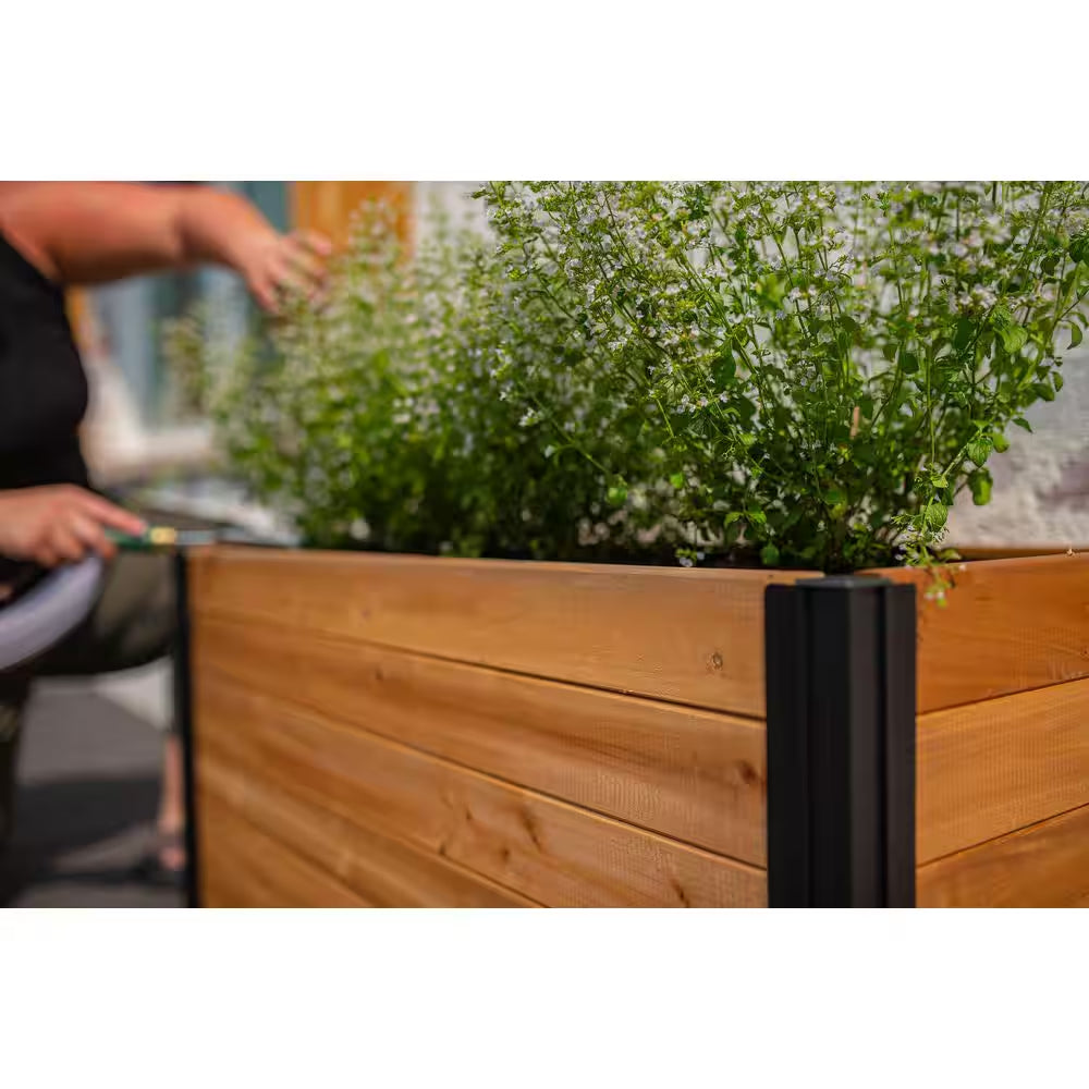 Vita Mezza 39"L X 16"W X 19"H Small Cedar Parklette Planter, Golden Brown, VT17715
