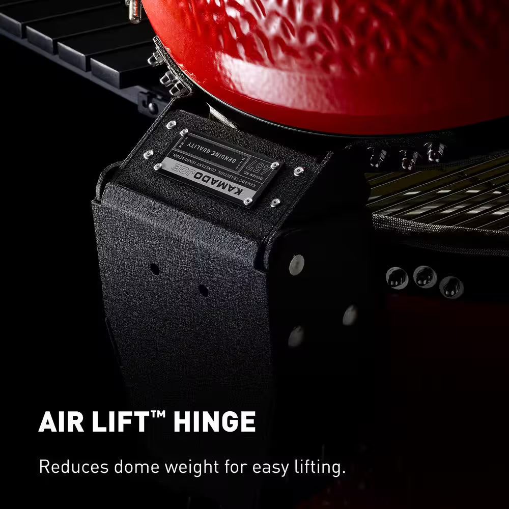 Big Joe II 24 In. Charcoal Grill in Red with Cart, Side Shelves, Grate Gripper, and Ash Tool
