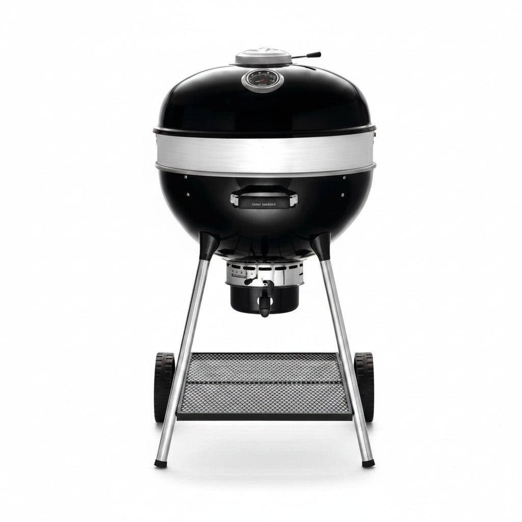 PRO22 Professional Charcoal Kettle Grill, Black, Porcelain-Enameled Lid and Bowl, Chrome-Plated Cooking Grid