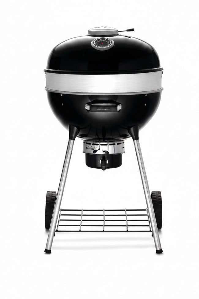 PRO22 Professional Charcoal Kettle Grill, Black, Porcelain-Enameled Lid and Bowl, Chrome-Plated Cooking Grid