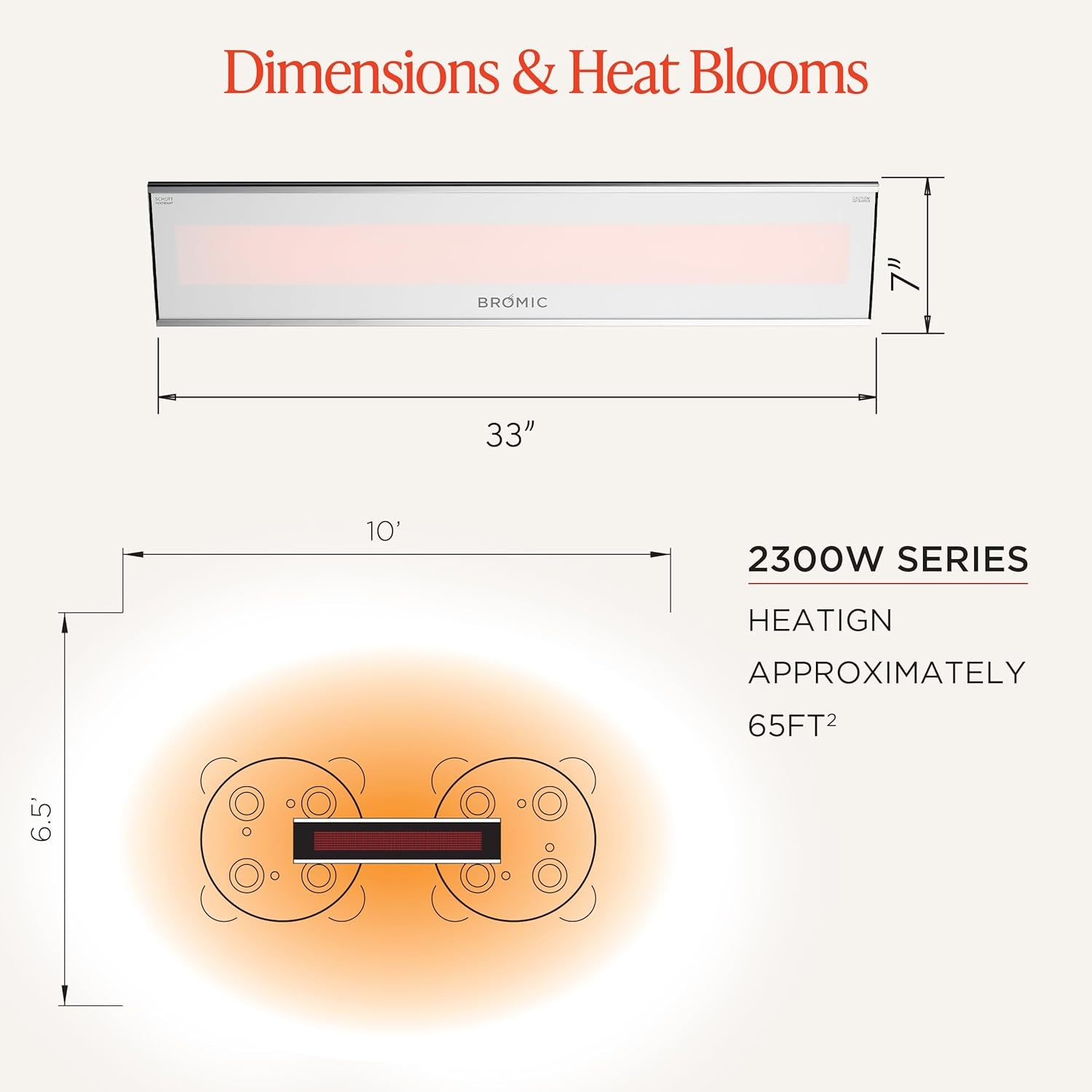Bromic Platinum Smart Heat 2300W Electric Patio Heater - Radiant Infrared, 220V-240V, White Finish - BH0320007