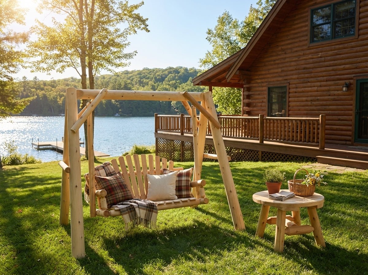 Cedar Creek Rustic Furniture Handcrafted White Cedar Patio Swing – 5-Foot