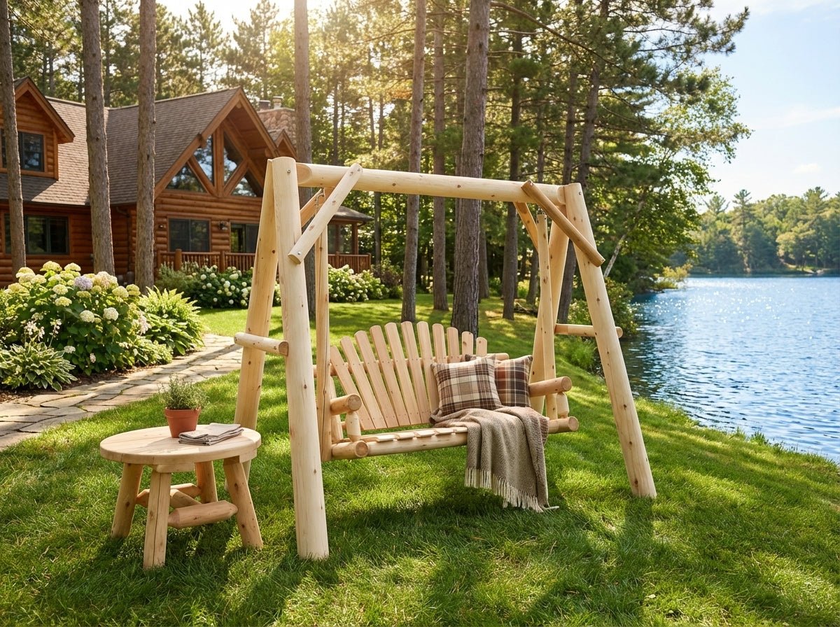 Cedar Creek Rustic Furniture Handcrafted White Cedar Patio Swing – 5-Foot