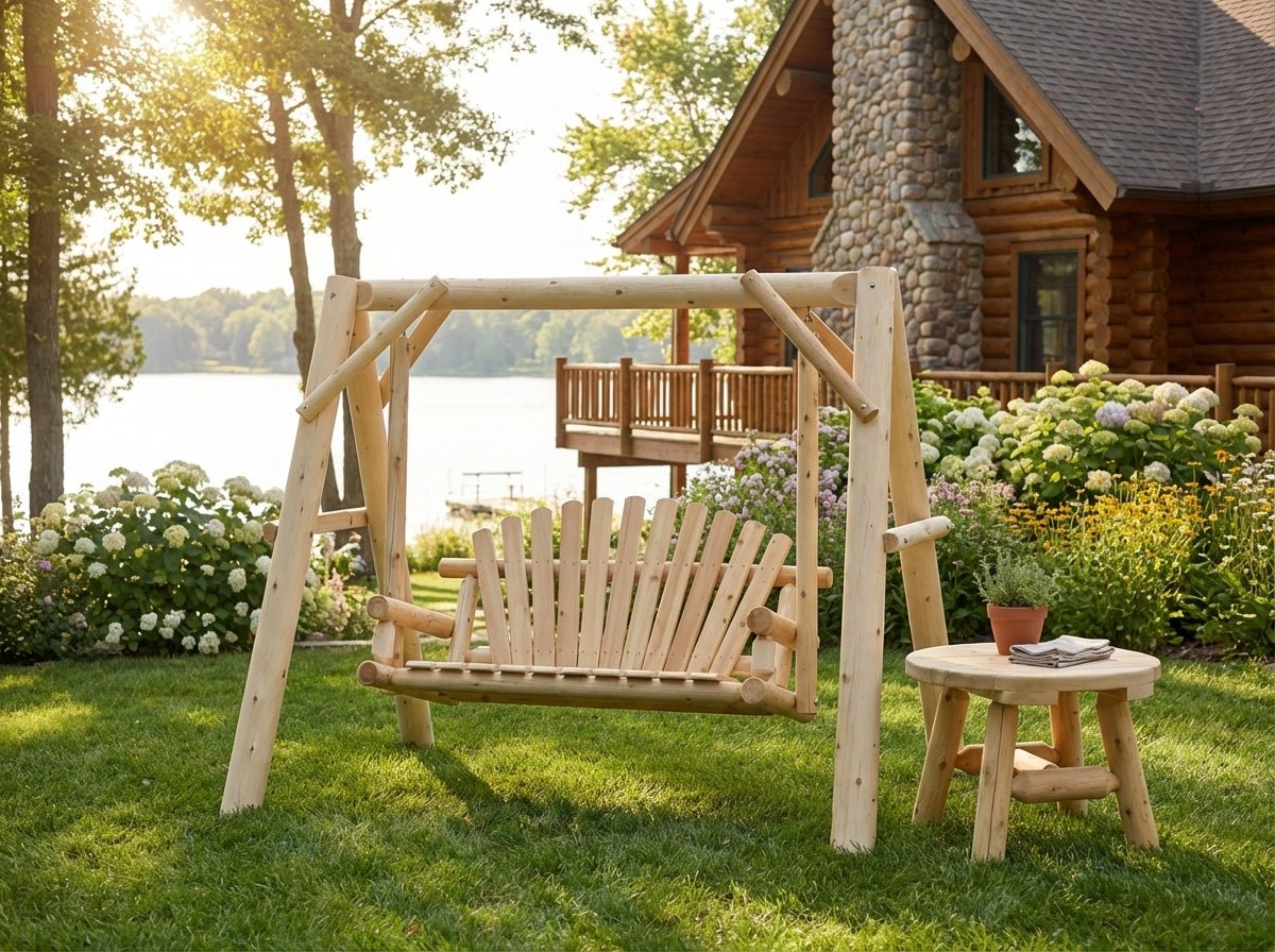 Cedar Creek Rustic Furniture Handcrafted White Cedar Patio Swing – 5-Foot