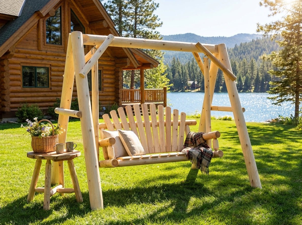 Cedar Creek Rustic Furniture Handcrafted White Cedar Patio Swing – 5-Foot