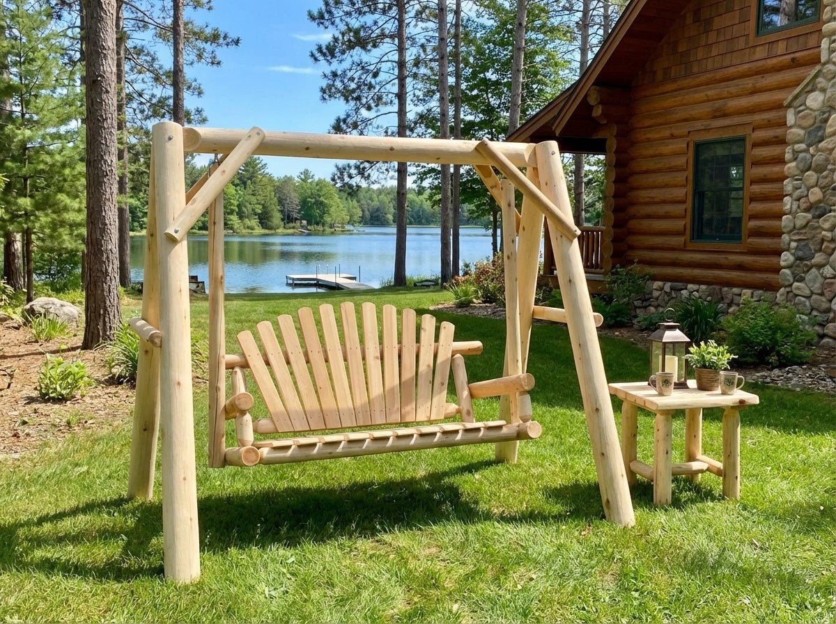Cedar Creek Rustic Furniture Handcrafted White Cedar Patio Swing – 5-Foot