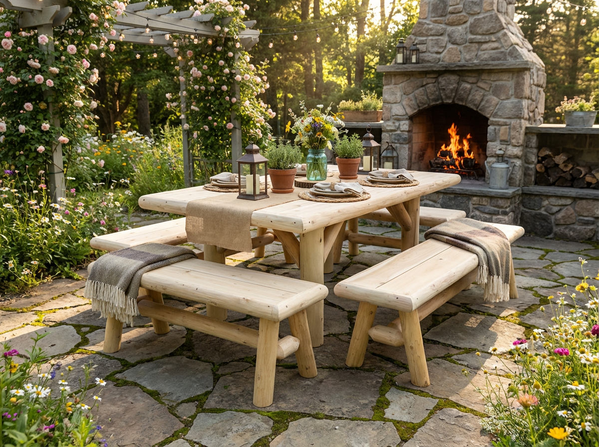 Cedar Creek White Cedar Outdoor Dining & Picnic Set
