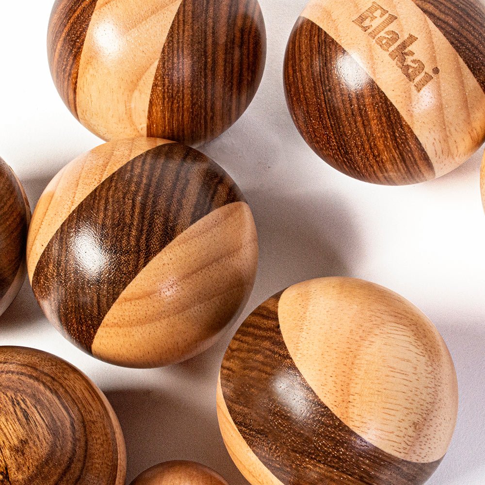 Elakai Hevea Wood 72mm Travel Bocce Set