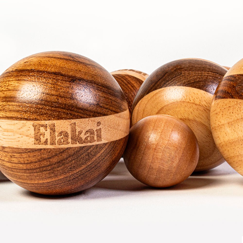 Elakai Hevea Wood 72mm Travel Bocce Set