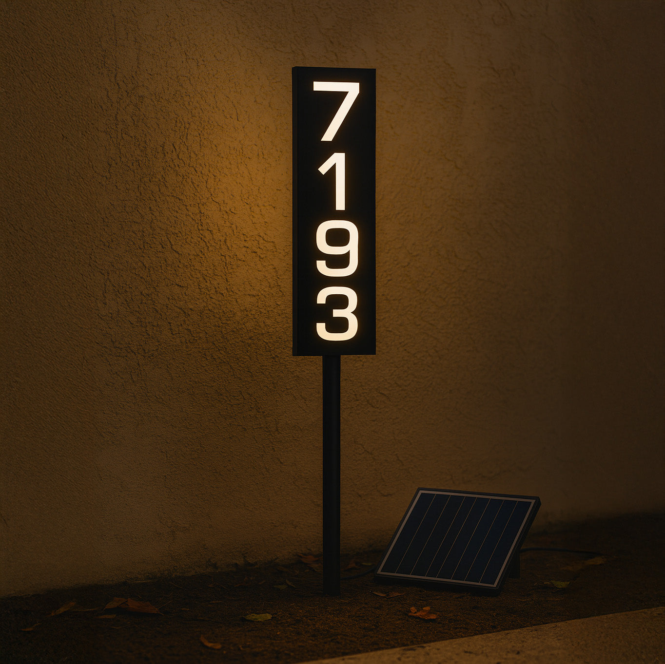Selegna Signs Solar-Powered Illuminated House Number Sign – Staked Outdoor Address Sign