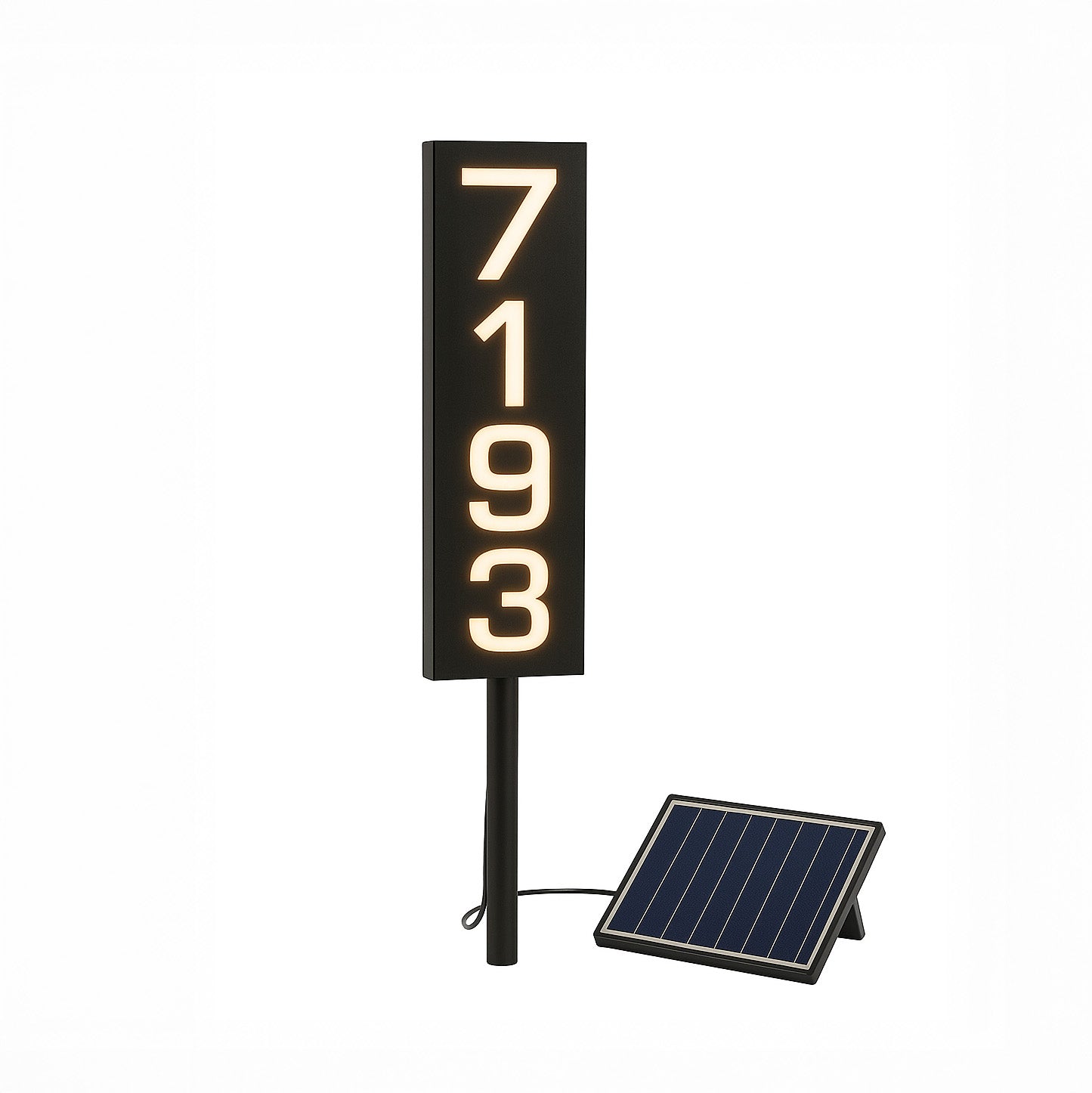 Selegna Signs Solar-Powered Illuminated House Number Sign – Staked Outdoor Address Sign