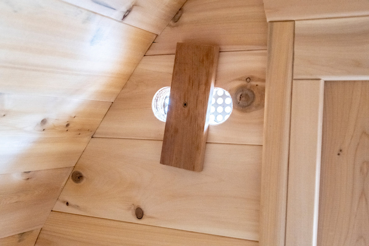 LeisureCraft Canadian Timber MiniPOD CTC77M cedar interior and benches