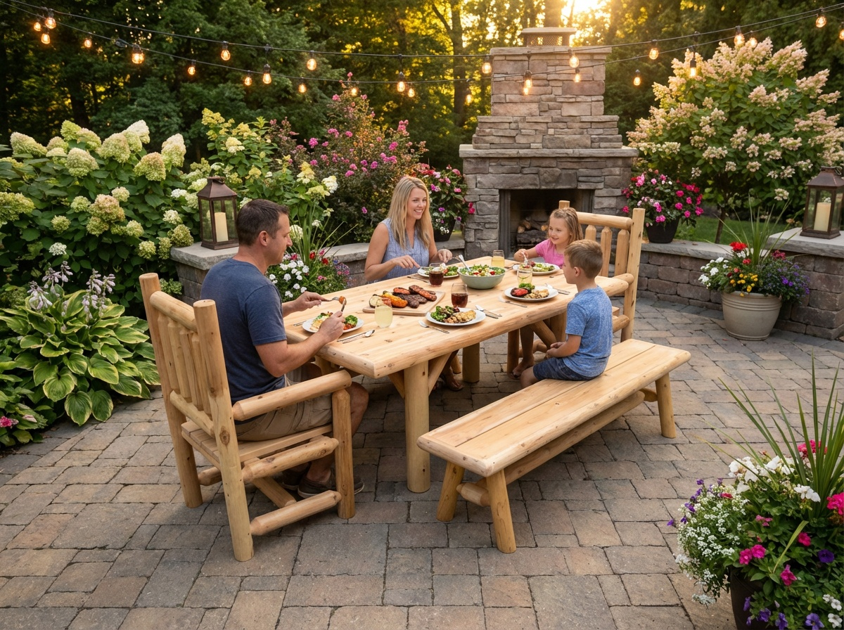 Cedar Creek White Cedar Farmhouse Outdoor Dining Set