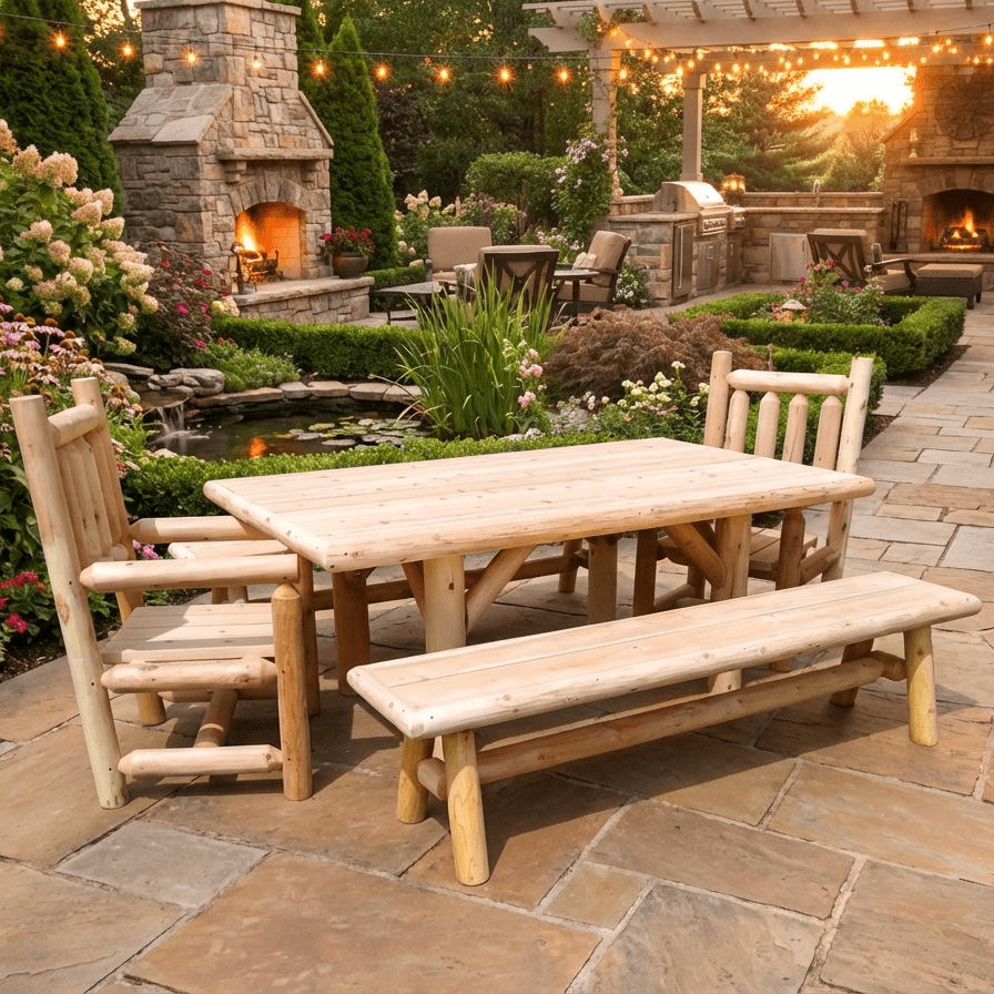 Cedar Creek White Cedar Farmhouse Outdoor Dining Set