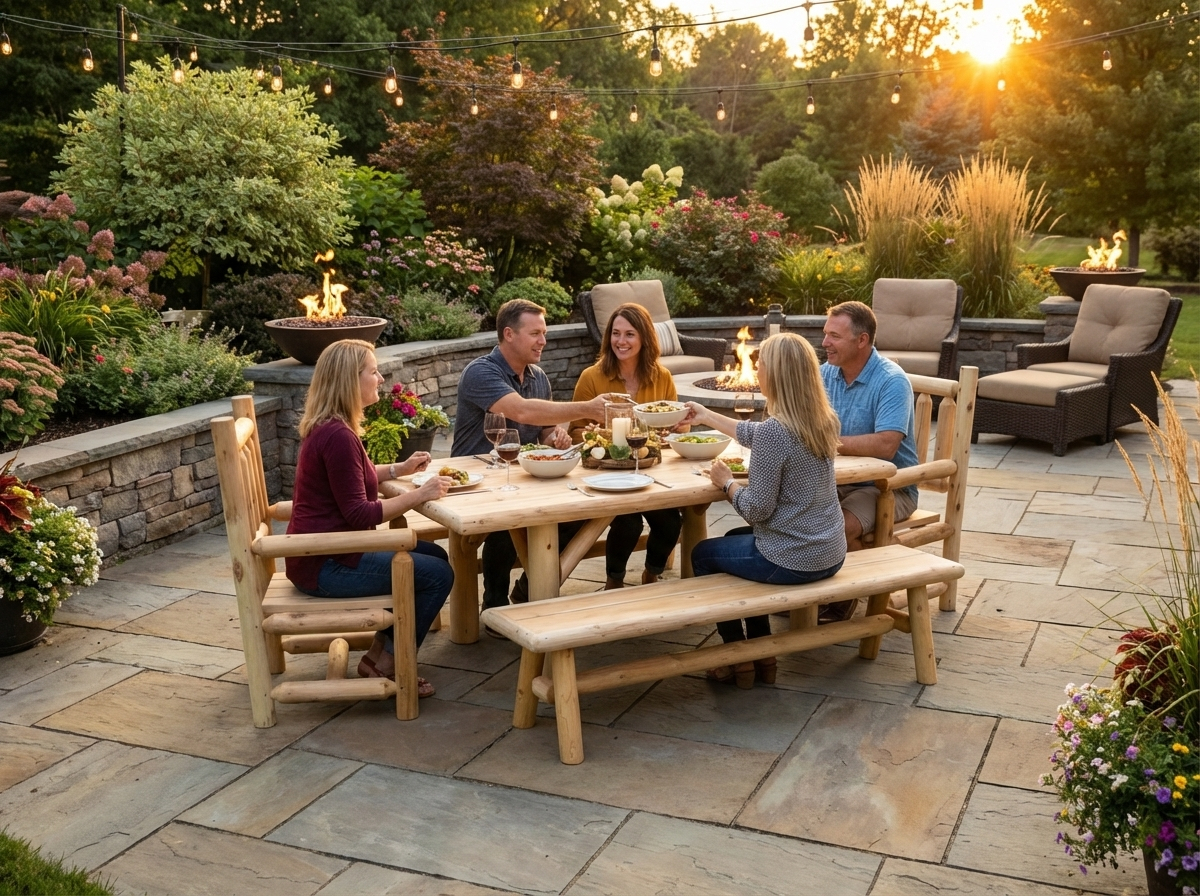 Cedar Creek White Cedar Farmhouse Outdoor Dining Set