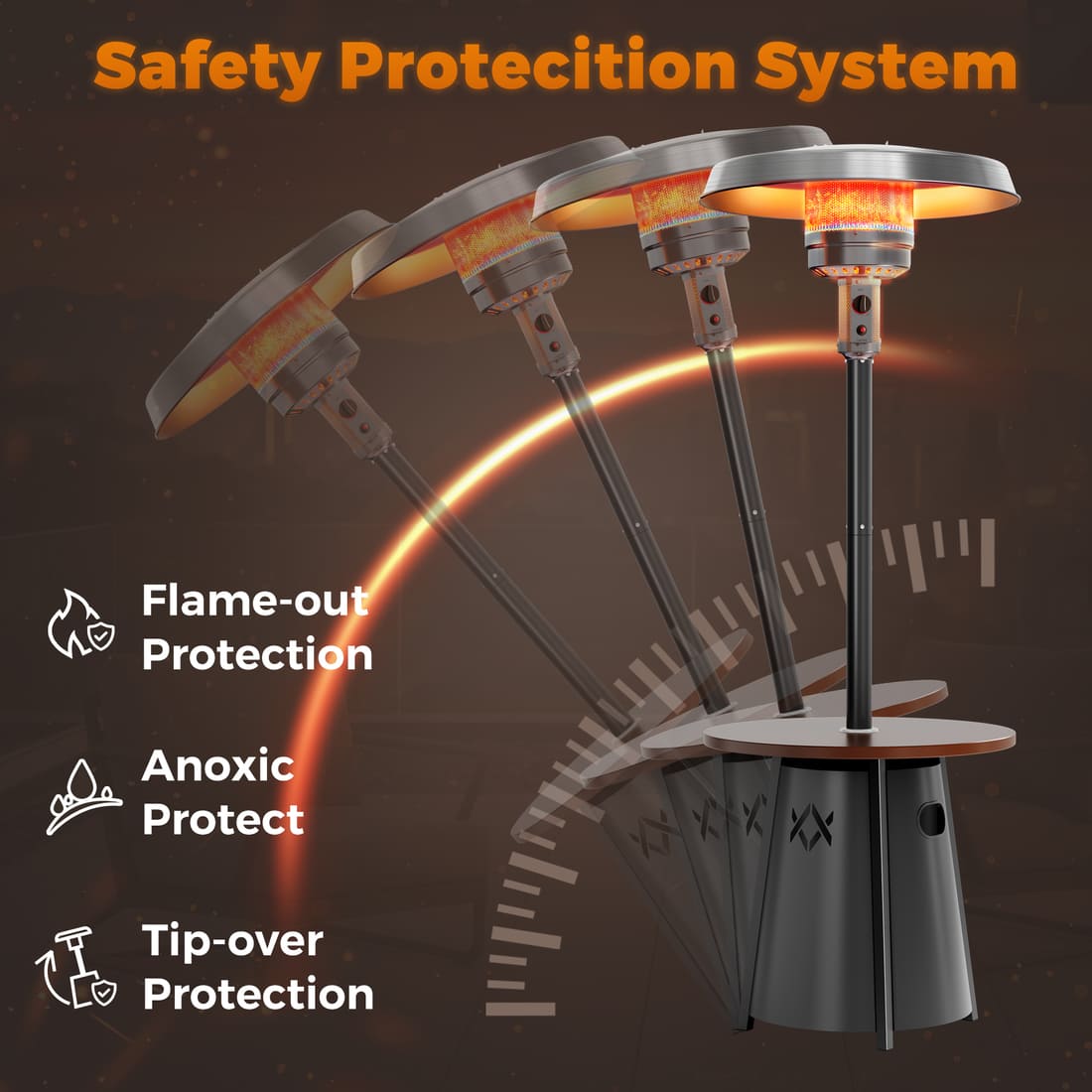 Pyra 50,000 BTU Propane Patio Heater with Round Table – CSA Certified