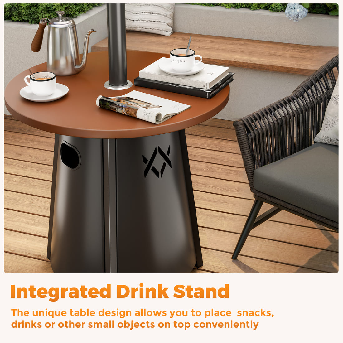 Pyra 50,000 BTU Propane Patio Heater with Round Table – CSA Certified