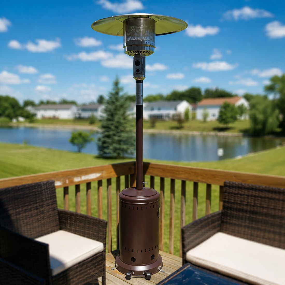 Pamapic Pyra Propane Patio Heater with Wheels, 48,000 BTU