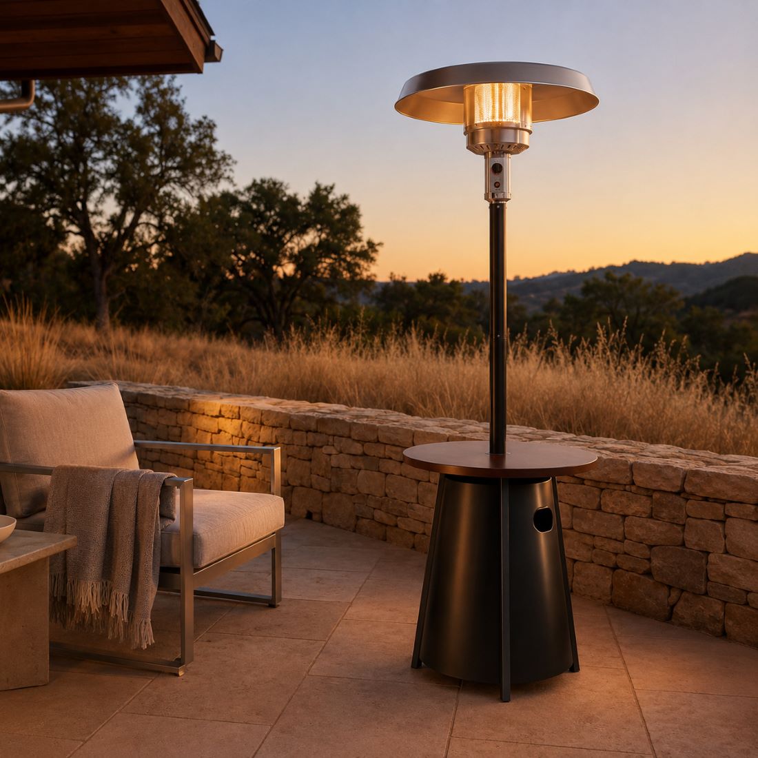 Pyra 50,000 BTU Propane Patio Heater with Round Table – CSA Certified