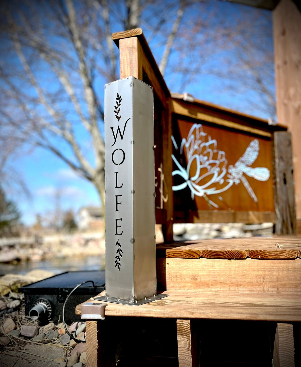 North Forge Personalized Vines Solar Pillar Light – 4 Size Options