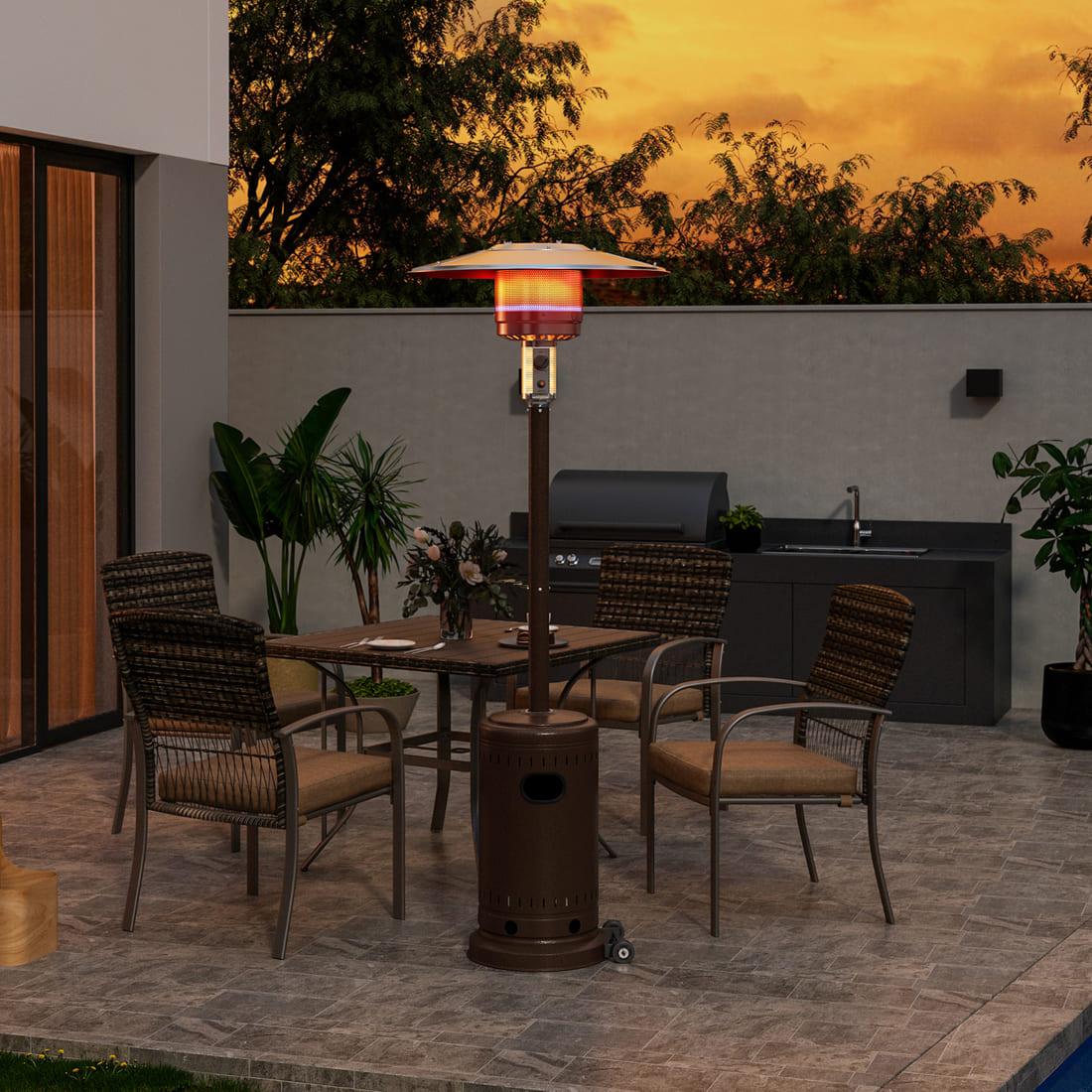 Pamapic Pyra Propane Patio Heater with Wheels, 48,000 BTU