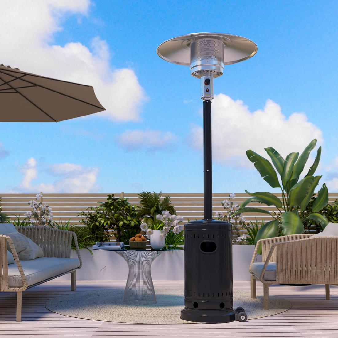 Pamapic Pyra Propane Patio Heater with Wheels, 48,000 BTU