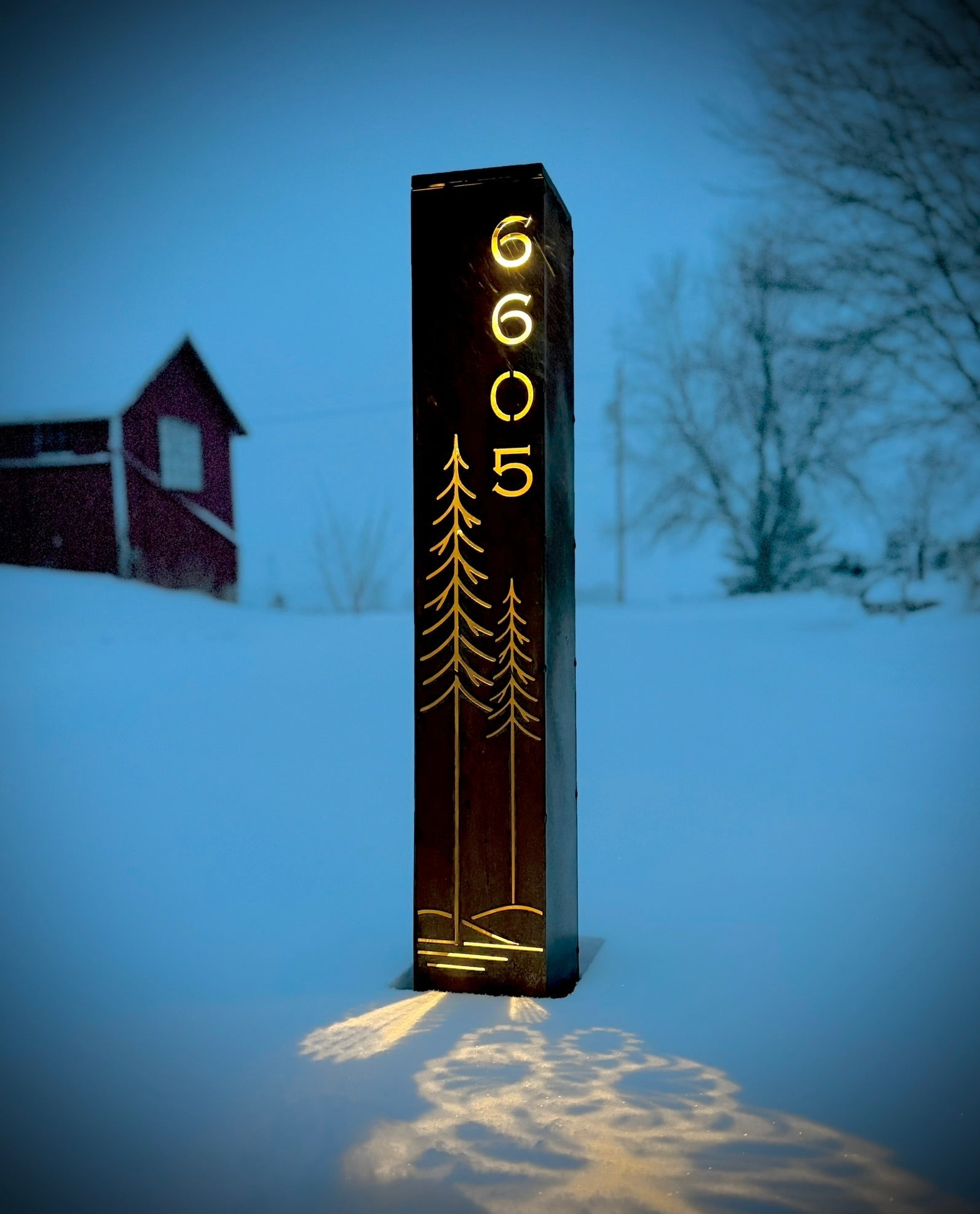 North Forge Simple Pines Address Solar Pillar – 36" & 48" Size Options