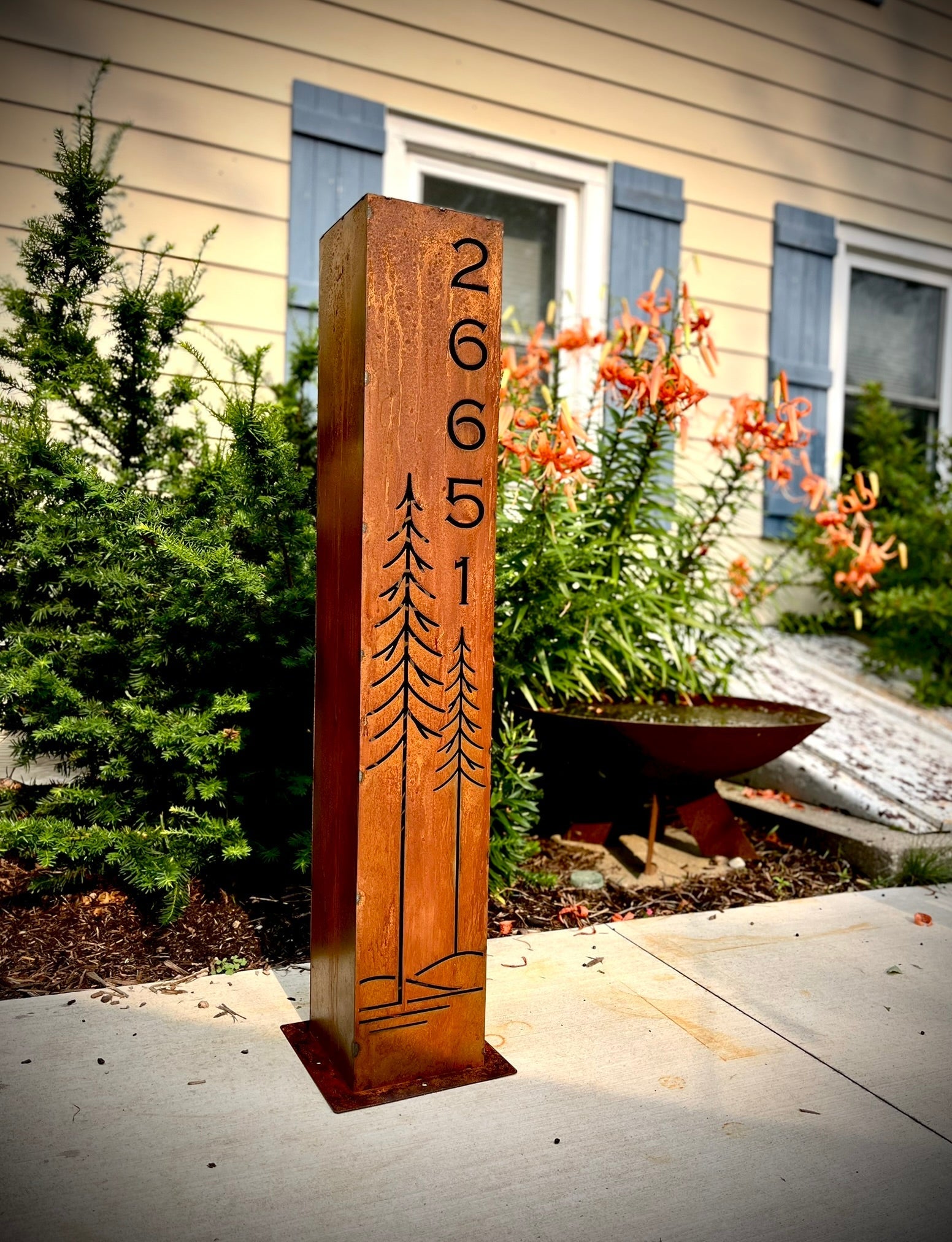 North Forge Simple Pines Address Solar Pillar – 36" & 48" Size Options