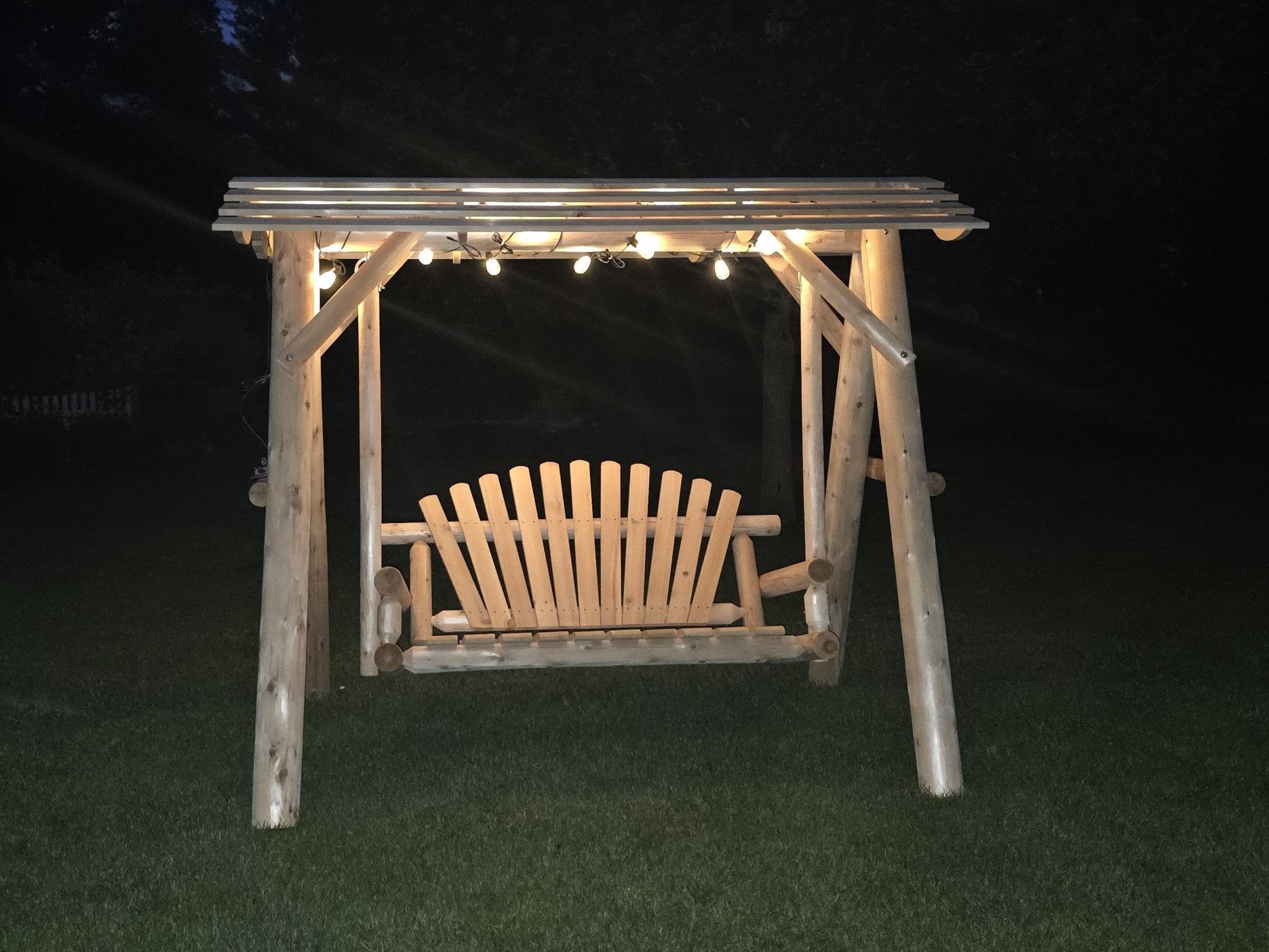 Cedar Creek Rustic Furniture Handcrafted White Cedar Patio Swing with Canopy