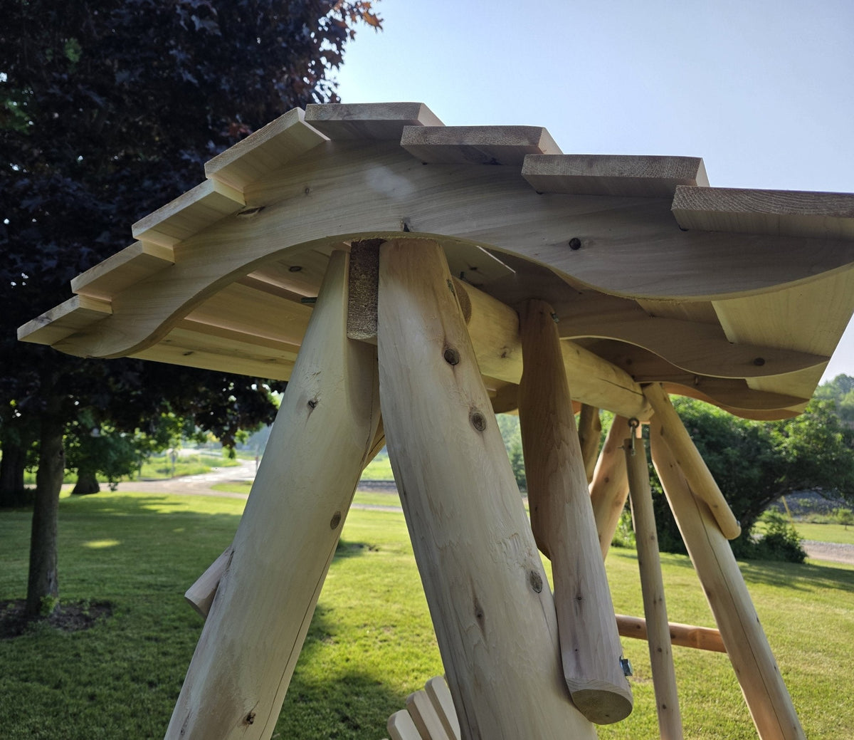 Cedar Creek Rustic Furniture Handcrafted White Cedar Patio Swing with Canopy