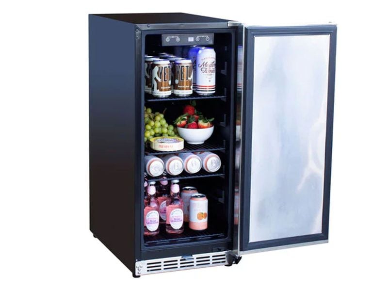 TrueFlame 15" Outdoor-Rated Stainless Steel Refrigerator | 89 Cans