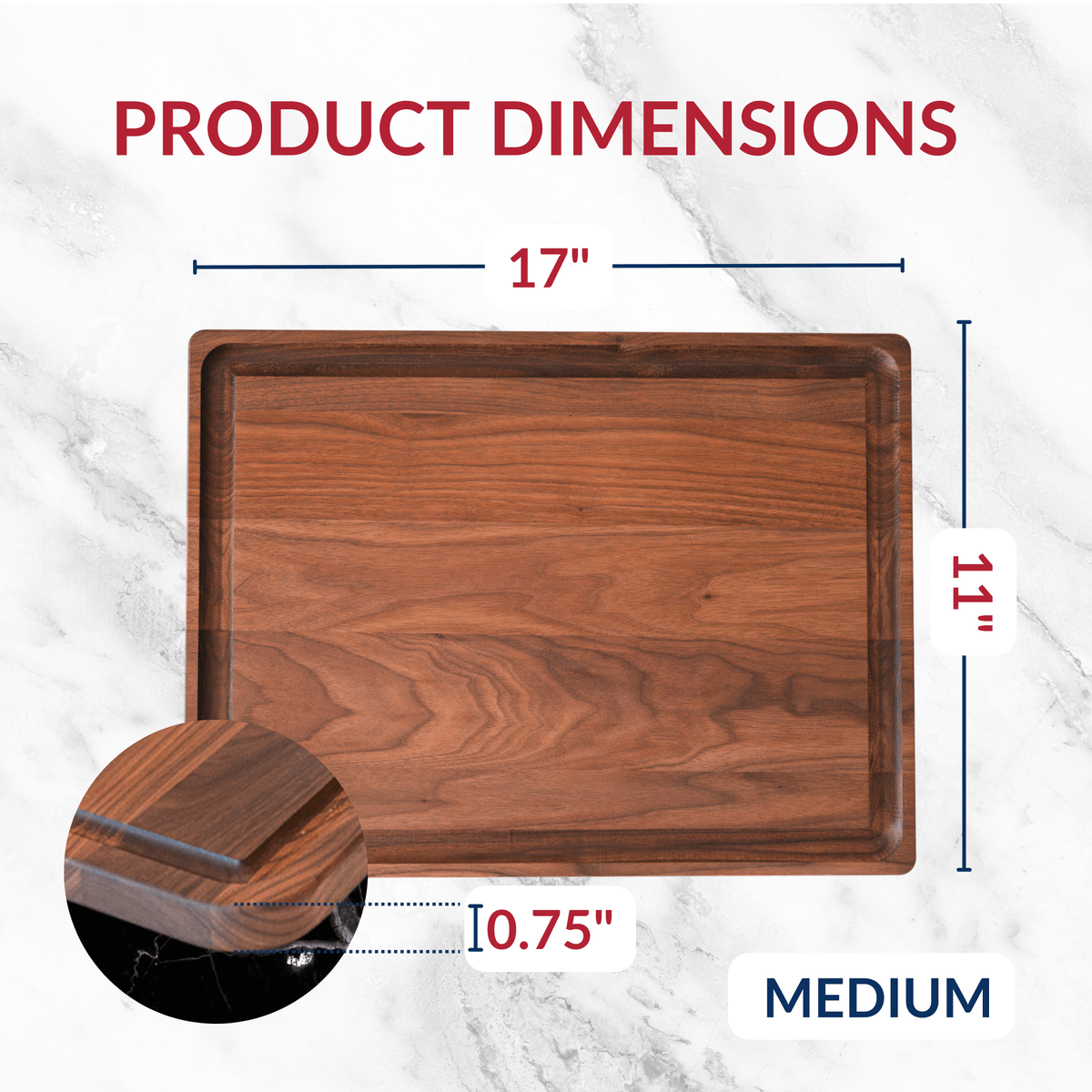 Virginia Boys Kitchens Medium Walnut Cutting Board | 17 x 11 | Made in USA