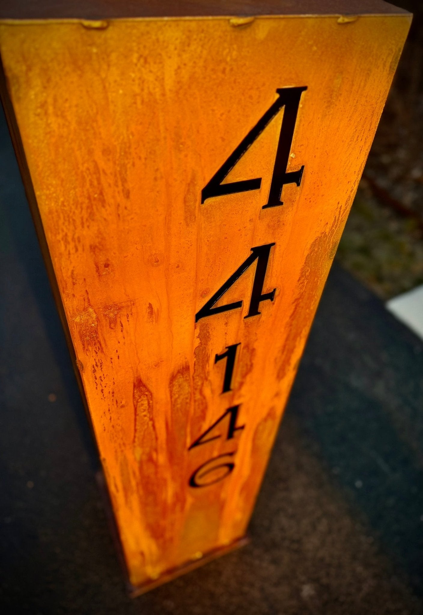North Forge Solar-Powered Extra-Wide Address Pillar – Custom Steel House Number Sign