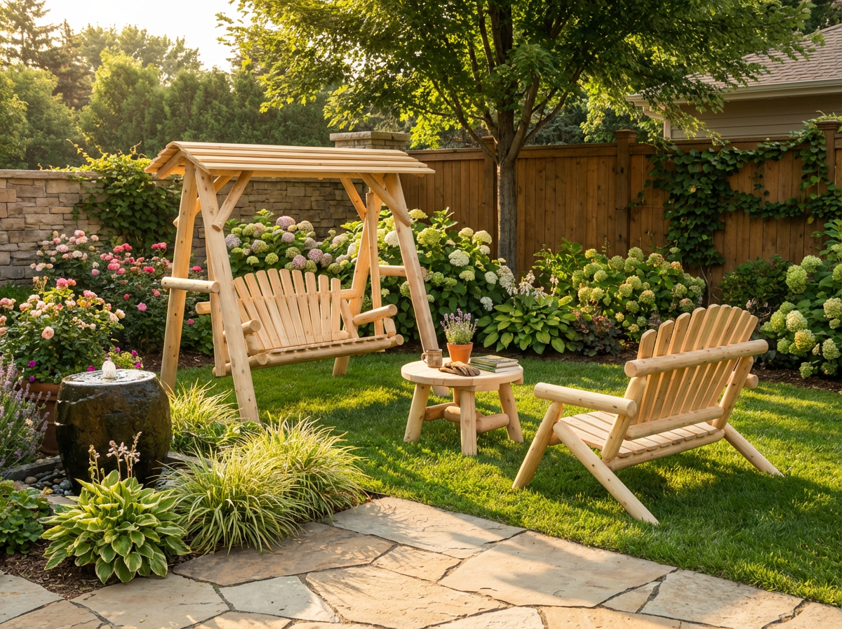 Cedar Creek Rustic Furniture Handcrafted White Cedar Patio Swing with Canopy