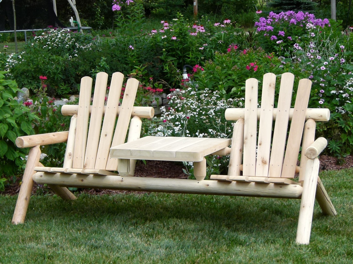 Cedar Creek White Cedar Double Chair with Center Table